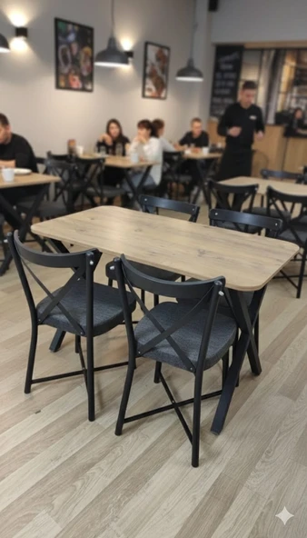 BAMBEDS MOBİLYA X MASA SANDALYE TAKIMI 4 KİŞİLİK 70 X 110 CM YEMEK MASASI BALKAN MASASI ürün görseli 1