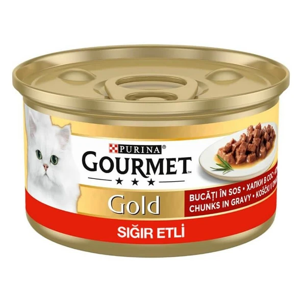 Gourmet Gold Parça Etli Soslu Sığır Etli Kedi Konservesi 85 Gr ürün görseli 1