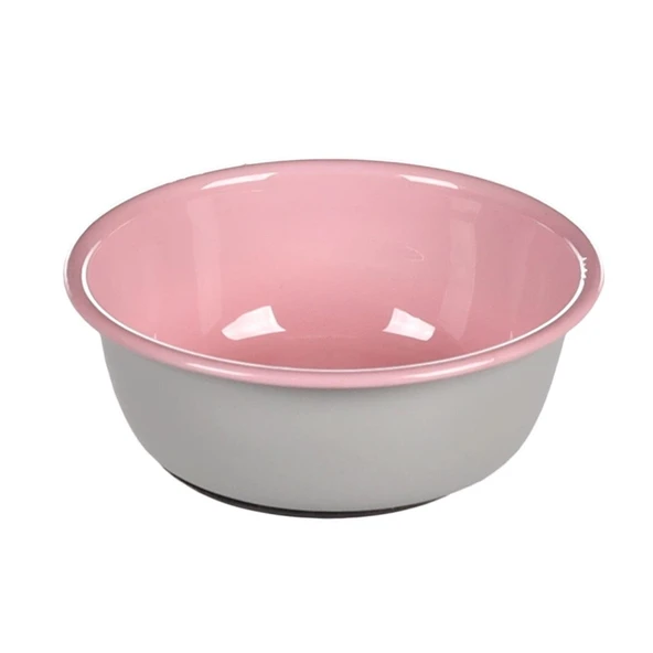 Flamingo Nell Boyalı Çelik Mama Kabı Antislip Gri-Pembe 250Ml ürün görseli 1