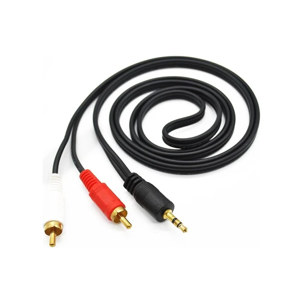 2RCA-3,5mm Stereo Aux Kablo 5 Metre Gold rc-509 ürün görseli 1