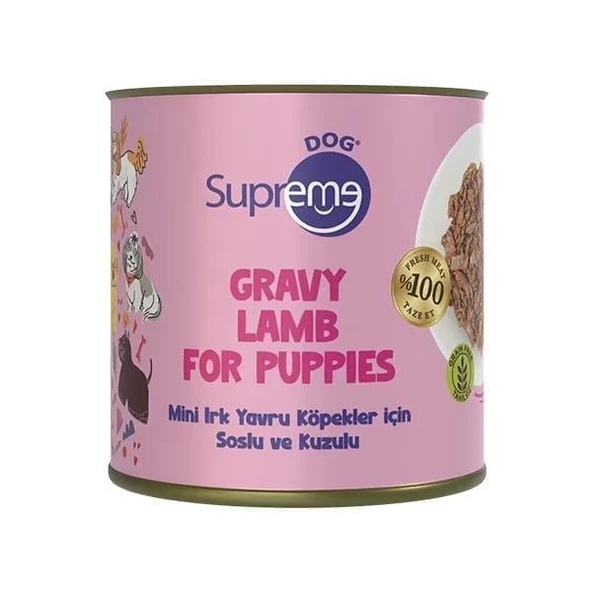 Supreme Dog Soslu ve Kuzulu Küçük Irk Yavru Köpek Konserve Maması 200gr ürün görseli 1