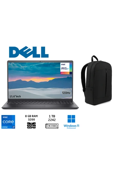 Dell Vostro 3530 I7-1355u 8gb 1tb Ssd 15.6"120hz Laptop Windows11 PRO+Duddi Çanta N1601pvnb3530u ürün görseli 1