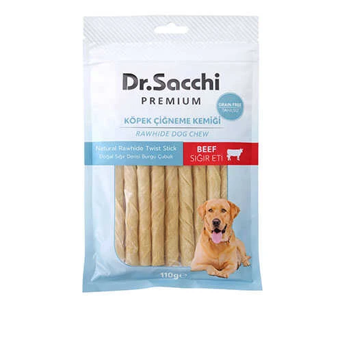Dr.Sacchi Premium Sığır Etli Doğal Sığır Derisi Burgu Çubuk Tahılsız Köpek Ödülü 5'' 15'li 110 Gr ürün görseli 1