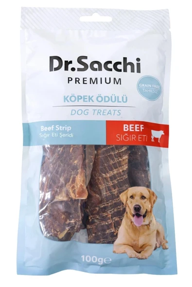 Dr.Sacchi Premium Sığır Eti Şeritli Tahılsız Köpek Ödülü 100 Gr ürün görseli 1