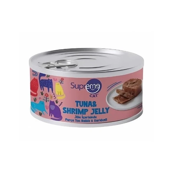 Supreme Cat Ton Balıklı ve Karidesli Jöle İçerisinde Yetişkin Konserve Kedi Maması 85gr ürün görseli 1