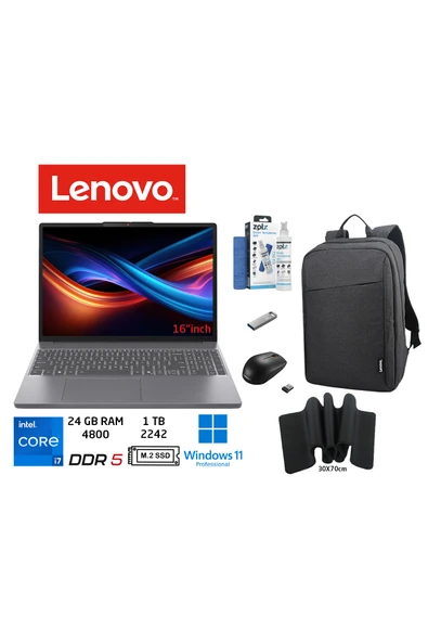 LENOVO IdeaPad Slim3 IntelCore i7 13620H 24GB 1TB SSD 16" W11PRO 83K2001VTR DD ÇANTA+MOUSE+MousePad ürün görseli 1