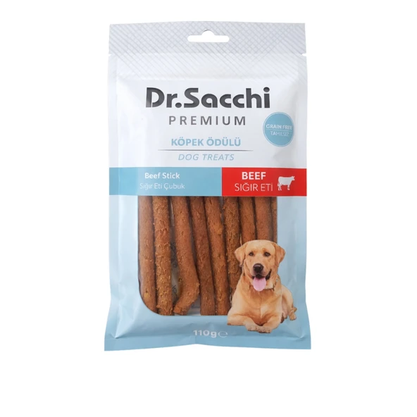Dr.Sacchi Premium Sığır Etli Çubuk Tahılsız Köpek Ödülü 5'' 10'lu 100 Gr ürün görseli 1
