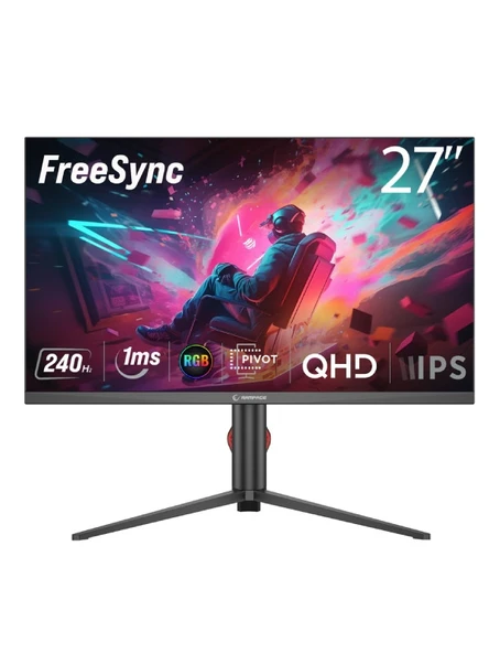 Rampage RIPPER RM27F240Q 27'' 240Hz 1ms Fast IPS QHD Freesync RGB Pivot PC Flat Oyuncu Monitörü ürün görseli 1