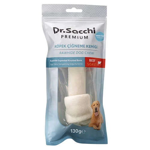 Dr.Sacchi Premium Sığır Etli Sığır Derisi Genişletilmiş Düğüm Kemik Tahılsız Köpek Ödülü 7-8“ 1'li 130 Gr ürün görseli 1
