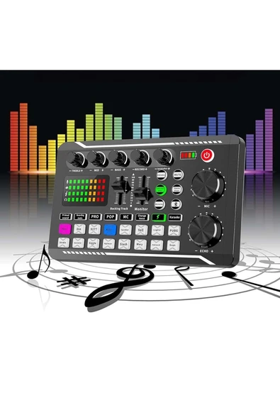 Stüdyo Ses Mikseri Şarjlı F998 Bluetooth DJ Canlı Yayın Kondenser Mikrofon Bağlantısı ürün görseli 1