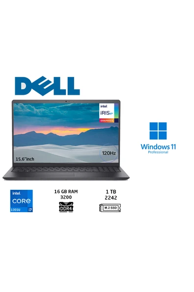 Dell Vostro 3530 I7-1355u 16gb 1tb Ssd 15.6"120hz Laptop Windows11 PRO N1601pvnb3530u ürün görseli 1