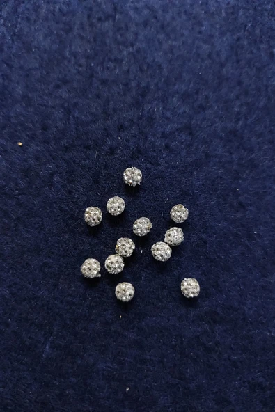 platin hediyelik ( 10 Adet ) 4 Mm Şambala Boncuk Işlemeli Takı Boncuğu ürün görseli 1