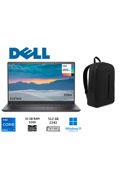 Dell Vostro 3530 I7-1355u 32gb 512gb Ssd 15.6"120hz Laptop Windows11 PRO+Duddi Çanta N1601pvnb3530u ürün görseli 1