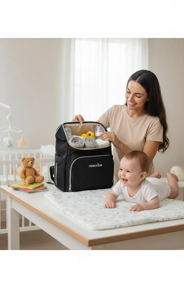 Siyah,Anne Bebek Bakım Çantası – Termal Bölmeli, Geniş Hacimli ürün görseli 1