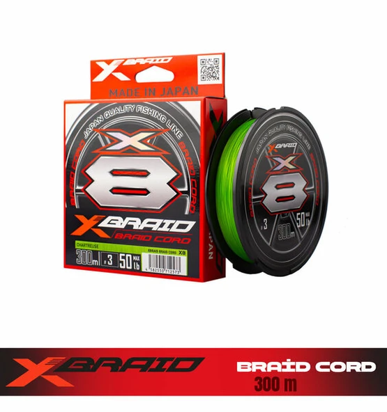 YGK X036 X-Braid Braid Cord PE X8 300m Fluo Green ürün görseli 1