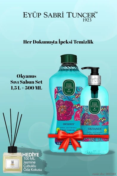 Eyüp Sabri Tuncer Doğal Zeytinyağlı Sıvı Sabun Okyanus 1,5 L+500 ML ve Yasemin Koku Hediye ürün görseli 1
