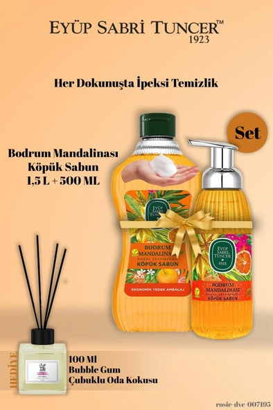 Eyüp Sabri Tuncer 1,5 L + 500 Ml Bodrum Mandalinası Köpük Sabun Bubble Gum Koku Hediye ürün görseli 1