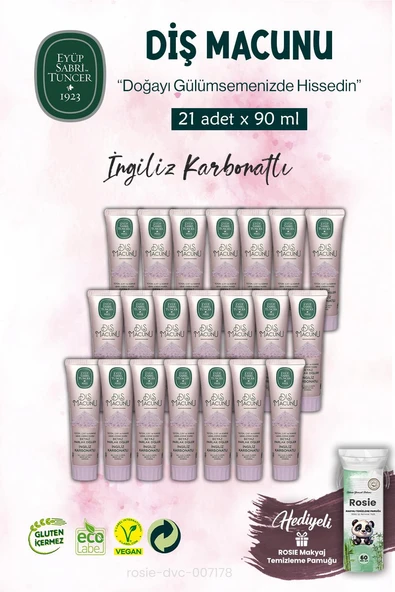 21 ADET Diş Macunu 90 ml, İngiliz Karbonatı ve ROSIE ürün görseli 1