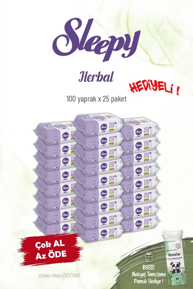 25'li Sleepy Herbal Kişisel Bakım Havlusu 100'lü ve Rosie ürün görseli 1