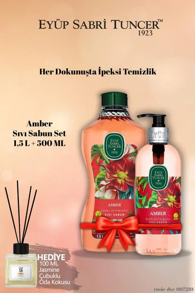 Eyüp Sabri Tuncer Doğal Zeytinyağlı Sıvı Sabun Amber 1500 ML+500 ML Yasemin Koku Hediye ürün görseli 1