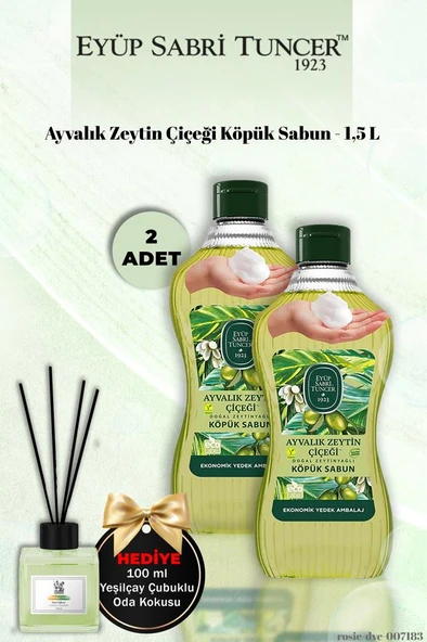Eyüp Sabri Tuncer x 2 Ayvalık Zeytin Çiçeği Köpük Sabun 1,5 L  Yeşilçay Koku Hediye ürün görseli 1
