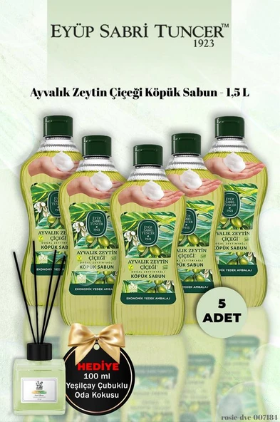 5'li Eyüp Sabri Tuncer Ayvalık Zeytin Çiçeği Köpük Sabun 1,5 L  Yeşilçay Koku Hediye ürün görseli 1
