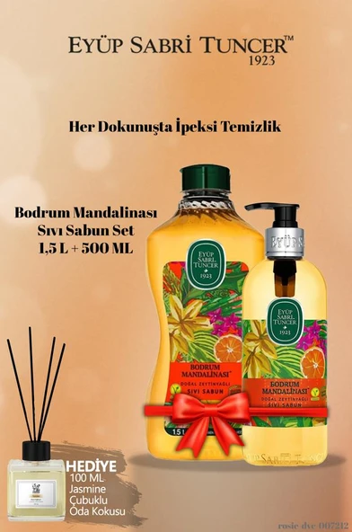 1,5 L+500 ML Eyüp Sabri Tuncer Bodrum Mandalinası Doğal Zeytinyağlı Sıvı Sabun ve Yasemin Koku Hediye ürün görseli 1