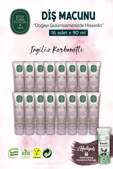 Diş Macunu 90 ml, 16 ADET İngiliz Karbonatı ve ROSIE ürün görseli 1