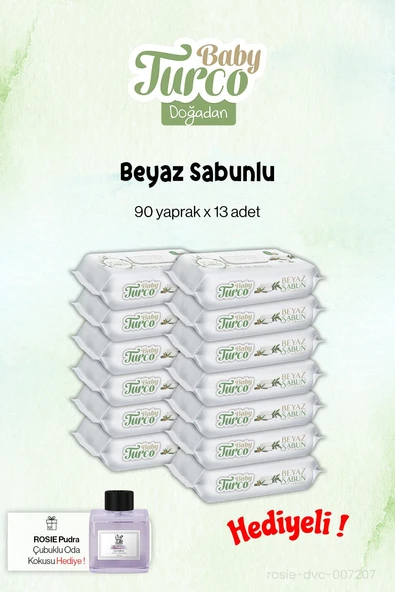 13 Paket Beyaz Sabun Baby Turco 90'lı ve Rosie Koku Hediye ürün görseli 1