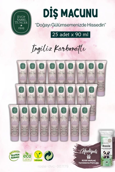 25 ADET Diş Macunu 90 ml, İngiliz Karbonatı ve ROSIE ürün görseli 1
