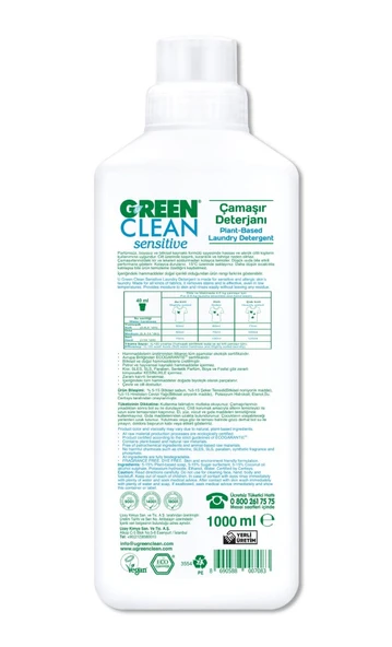 Sensitive Parfümsüz Bitkisel Çamaşır Deterjanı 1000 ml - Resim 2