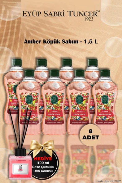 Eyüp Sabri Tuncer 8 Adet Amber Köpük Sabun 1,5 L Gül Koku Hediye ürün görseli 1