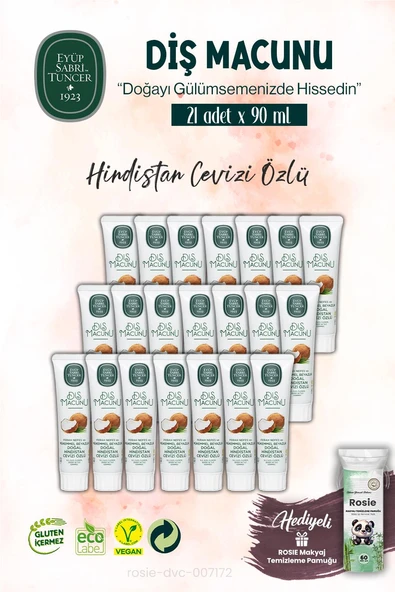 21 ADET Diş Macunu 90 ml, Hindistan Cevizi Özlü ve ROSIE ürün görseli 1