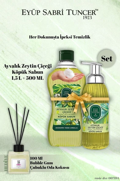 Eyüp Sabri Tuncer 1,5 L + 500 Ml Ayvalık Zeytin Çiçeği Köpük Sabun Bubble Gum Koku Hediye ürün görseli 1