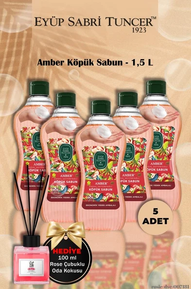 5'li Eyüp Sabri Tuncer  Amber Köpük Sabun 1,5 L Gül Koku Hediye ürün görseli 1