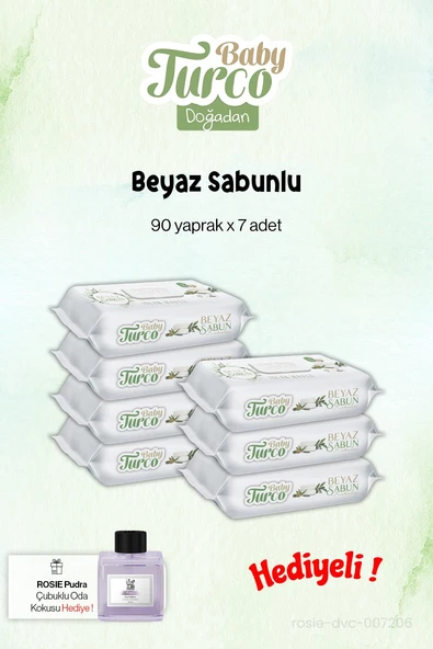 Beyaz Sabunlu Baby Turco 7 Paket, 90'lı ve Rosie Koku Hediye ürün görseli 1