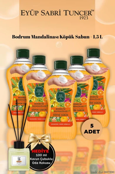 5'li 1,5 L Eyüp Sabri Tuncer Bodrum Mandalinası Köpük Sabun Kavun Koku Hediye ürün görseli 1