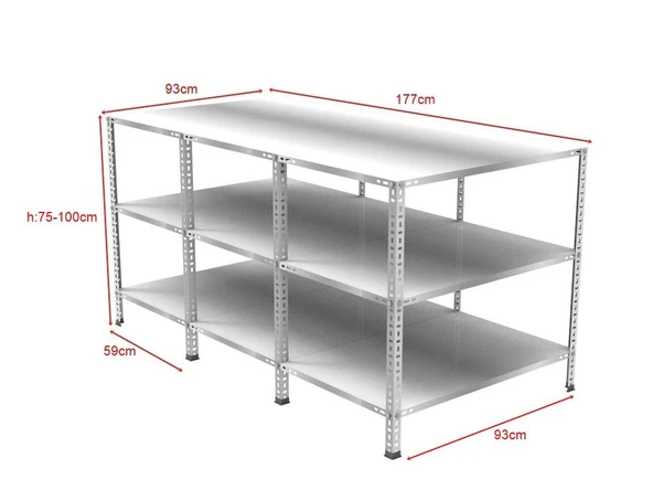 3 Katlı Galvaniz Paketleme Masası - Atölye, Depo, Hobi Çalışma Masası  177x93 cm 100 cm ürün görseli 1