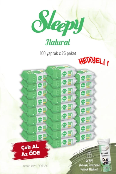 25'li Sleepy Natural Kişisel Bakım Havlusu 100'lü ve Rosie ürün görseli 1