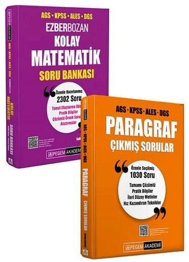 Pegem KPSS MEB-AGS ALES DGS Paragraf Çıkmış Sorular + Matematik Soru Bankası 2 li Set Pegem Akademi Yayınları ürün görseli 1