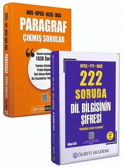 Pegem + Öğreti KPSS MEB-AGS ALES DGS Paragraf Çıkmış Sorular + Dil Bilgisi Soru Bankası 2 li Set Pegem + Öğreti Akademi Yayınları ürün görseli 1