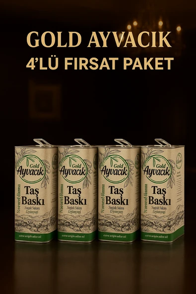 GOLD AYVACIK Natürel Sızma Soğuk Sıkım 4x5L Zeytinyağı ürün görseli 1