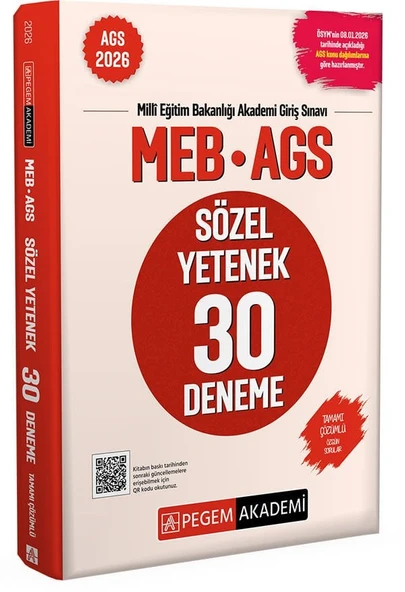 Pegem 2026 MEB-AGS Sözel Yetenek 30 Deneme Çözümlü Pegem Akademi Yayınları ürün görseli 1