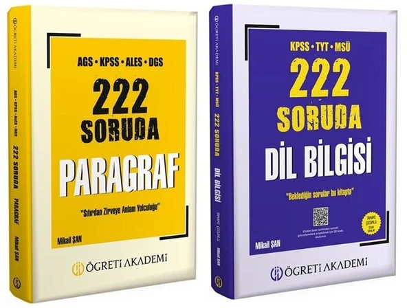 Öğreti KPSS MEB-AGS ALES DGS 222 Soruda Paragraf + Dil Bilgisi Soru Bankası 2 li Set - Mikail Şan Öğreti Akademi ürün görseli 1