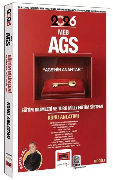 YENİ AGS - Yargı 2026 MEB-AGS nin Anahtarı Eğitim Bilimleri Türk Milli Eğitim Sistemi Konu Anlatımlı Modül-1 - Gökhan Araz Yargı Yayınları ürün görseli 1
