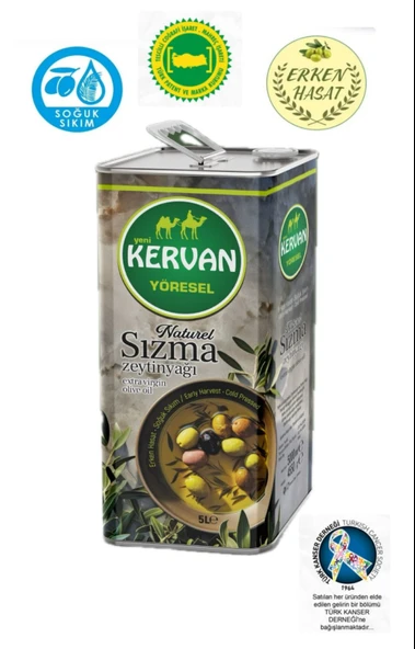KERVAN Soğuk Sıkım Sızma Natürel 5L(4800Gr) Zeytinyağı ürün görseli 1