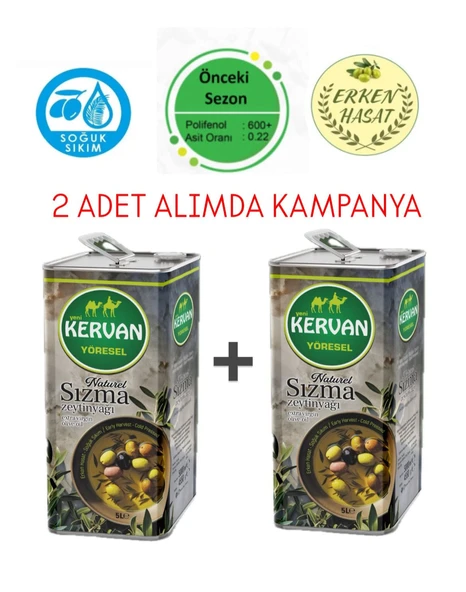 KERVAN Soğuk Sıkım Sızma Natürel 2x5L Zeytinyağı ürün görseli 1