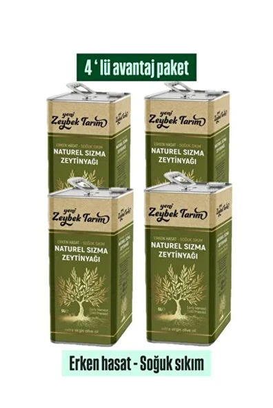 YENİ ZEYBEK TARIM Soğuk Sıkım Natürel Sızma 4x5L Zeytinyağı ürün görseli 1