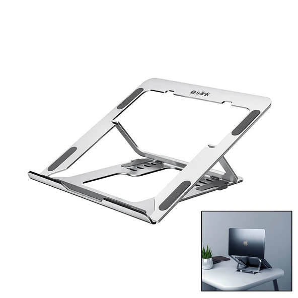 GÜMÜŞ 6 AÇILI KATLANABİLİR LAPTOP STAND ALÜMİNYUM (5433) ürün görseli 1