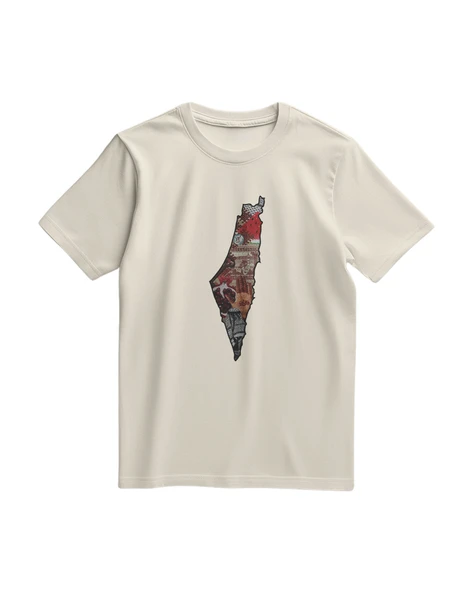 Unisex Kısa Kollu Filistin Haritası Kolaj Baskılı Tişört S - 2xl T300033 ürün görseli 1